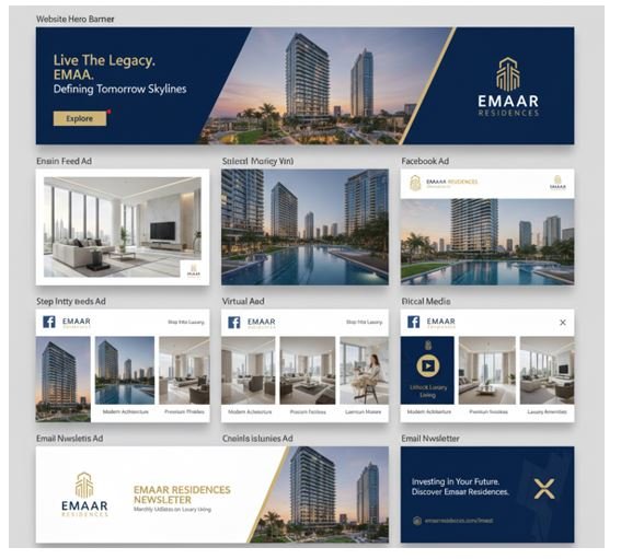 نموذج تصميم هوية بصرية لشركة EMAAR العقارية بجدة مع خبراء رايزهب